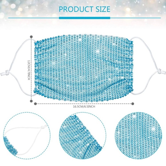 Sequin Mesh Mask Rhinestone Mask Mesh Face Masks Multicolor Crystal Diamond Mask - Picture 2 of 2